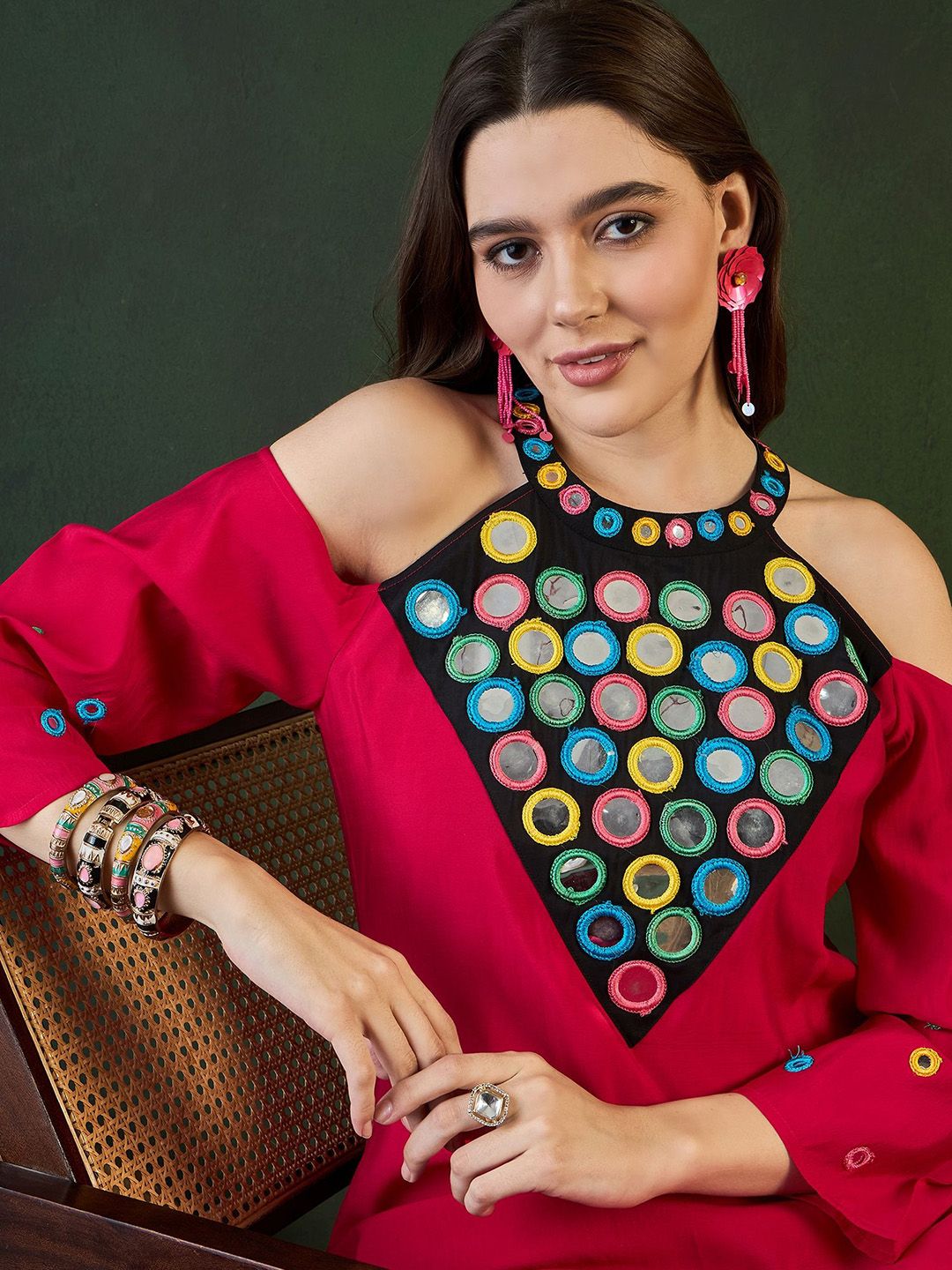 Sangria Embroidered Kurta, Palazzo With Bag Kurta Set - Distacart