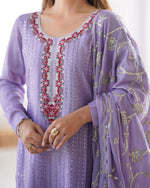 Thumbnail for Joban Fashion Light Purple Kurta set with Pant Chinon silk Thread with Sequins work