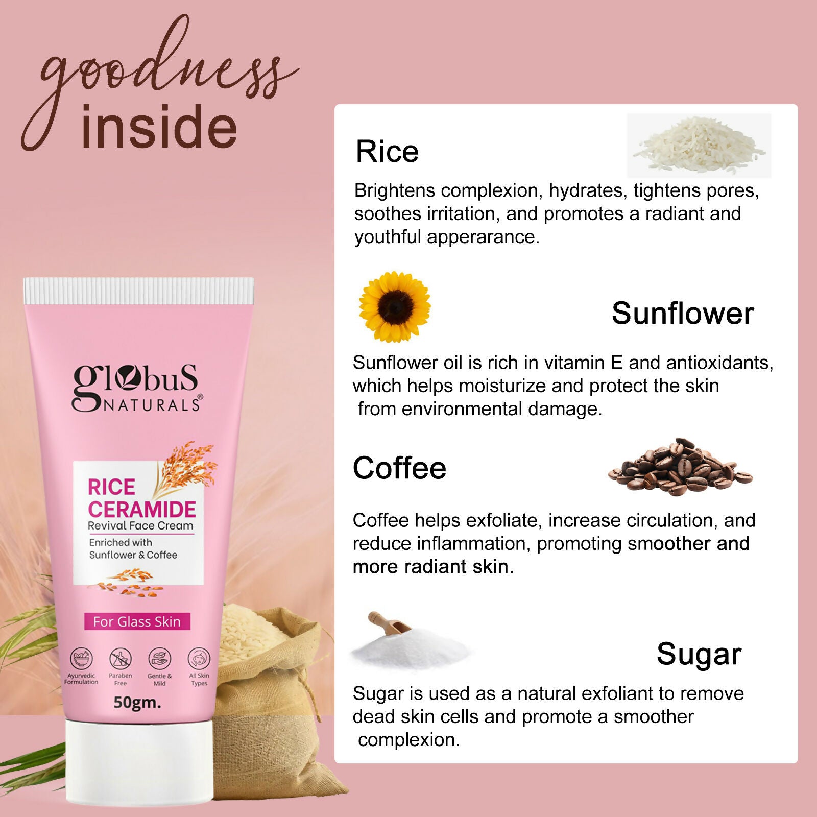 Globus Naturals Rice Ceramide Revival Face Cream