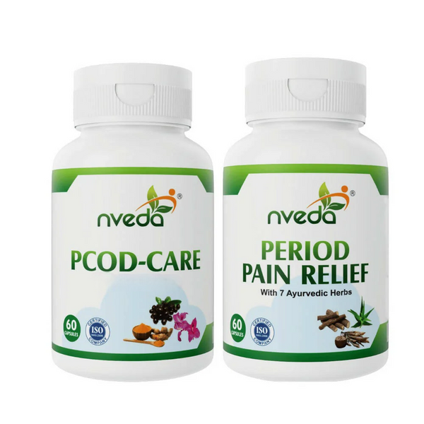 Nveda PCOD Care Capsules and Period Pain Relief Capsules Combo - Distacart