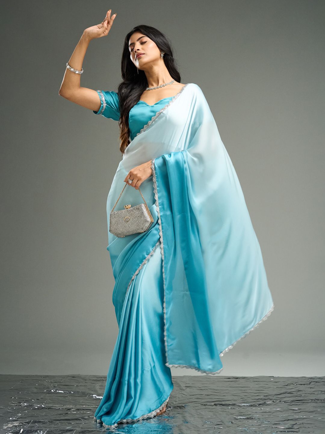 kasee Ombre Satin Saree - Distacart