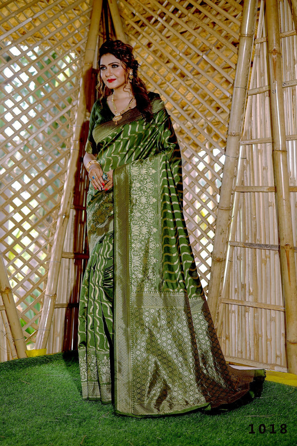 Partywear Designer Mendi Banarasi Silk Fancy Saree - Starwalk - Distacart