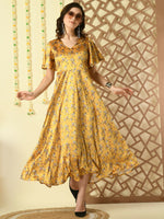 Thumbnail for Myshka Women's Multi Printed Velvet Party Dress - Distacart