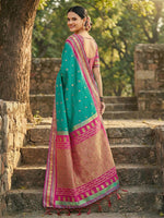 Thumbnail for Shree Shyam Fashion Sea Green Soft Silk Saree - Distacart