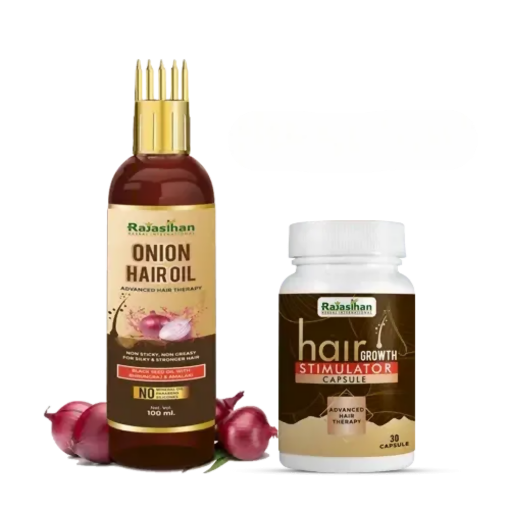 Rajasthan Herbals Onion Hair Oil & Hair Growth Stimulator Capsule Combo