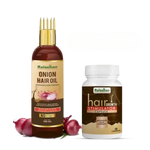 Thumbnail for Rajasthan Herbals Onion Hair Oil & Hair Growth Stimulator Capsule Combo