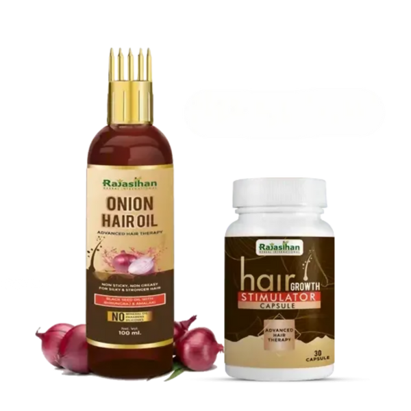 Rajasthan Herbals Onion Hair Oil & Hair Growth Stimulator Capsule Combo