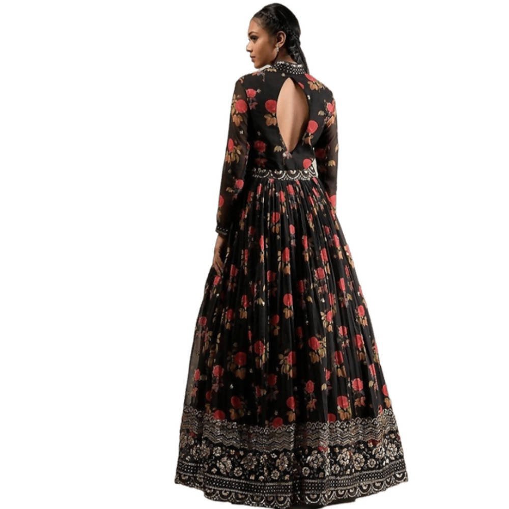 Arfa Fashion House Designer Georgette Black Gown