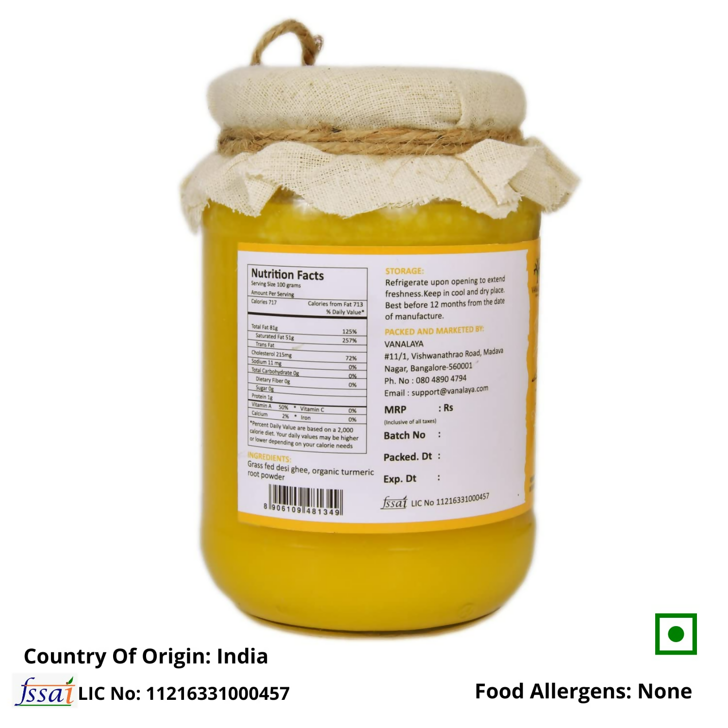 Vanalaya A2 Desi Cow Ghee Prepared By Traditional Bilona Method - Distacart
