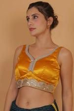 Thumbnail for Joban Fashion Silk Zari And Sequence Work Padded Blouse - Yellow