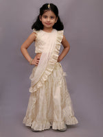 Thumbnail for Lil Drama Mishti Off White Lehanga Choli Dupatta Set For Girls