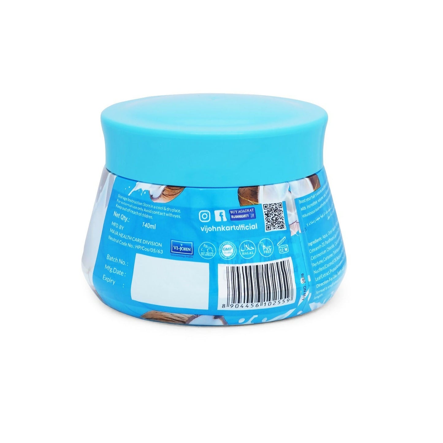VI-JOHN Naturale Tropical Coconut Styling Hair Cream Strength & Shine - Distacart