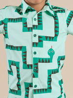 Thumbnail for Snakes and Ladders Boys Green Table Print Shirt from Siblings Collection - Distacart