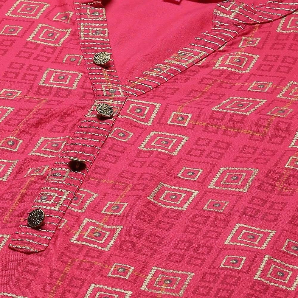 Anubhutee Women Printed Pink Kurta with Palazzos - Distacart