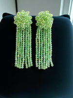 Thumbnail for Inhanns Handmade Crystal Waterfall Earrings - Long - Pista Green Long Latkan - Distacart