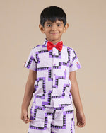 Thumbnail for Snakes and Ladders Boys Purple Table Print Shirt from Siblings Collection - Distacart