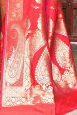 Thumbnail for Joban Fashion Red Soft Pure Handloom Banarasi Silk Saree