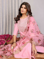 Thumbnail for Joban Fashion Women Light Pink Roman Embroidery Stitched Kurta Set - Distacart
