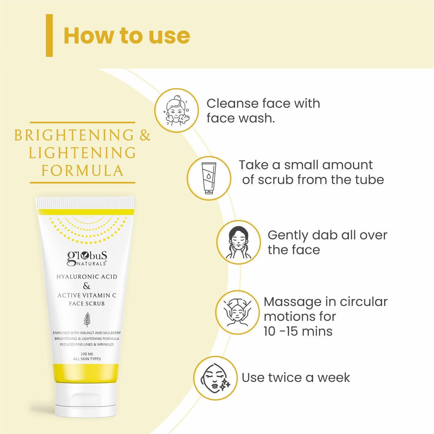 Globus Naturals Hyaluronic Acid & Vitamin C Anti Ageing Face Scrub