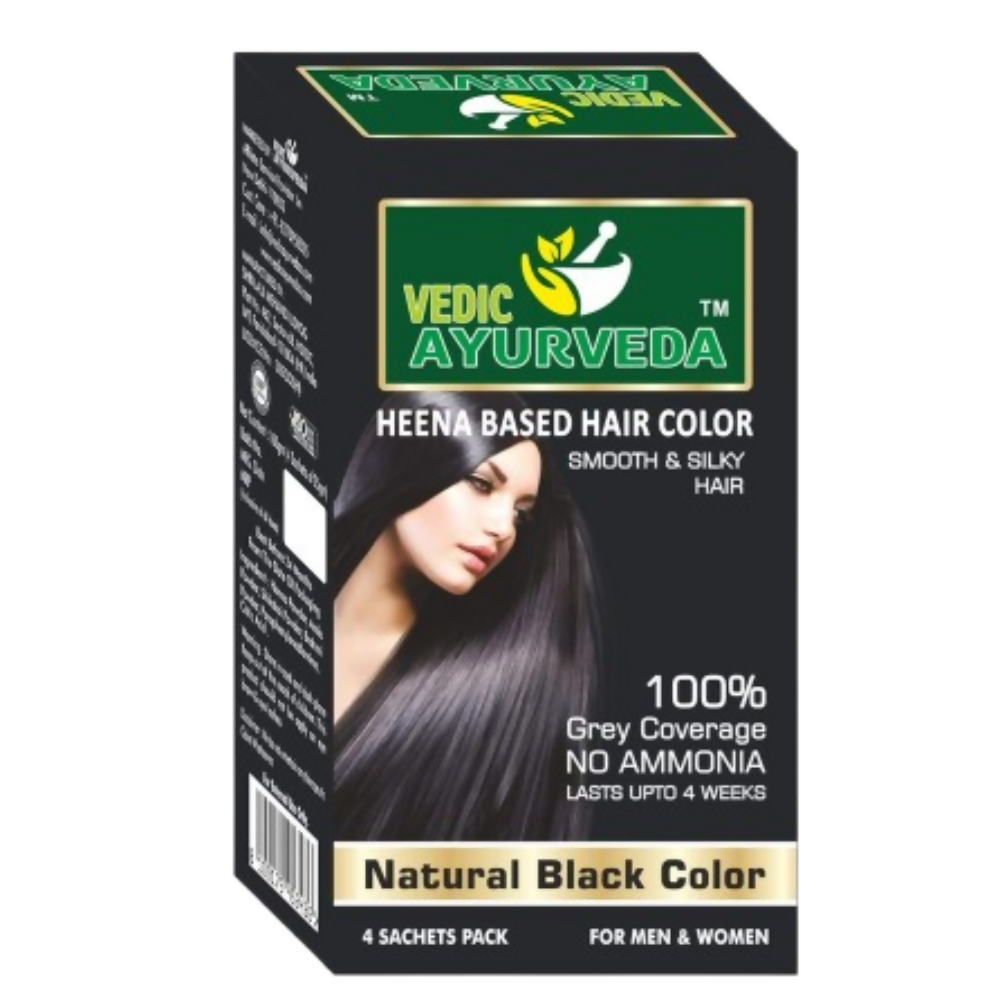 VedicAyurveda Natural Pure Henna Based Hair Color - Natural Black - Dista