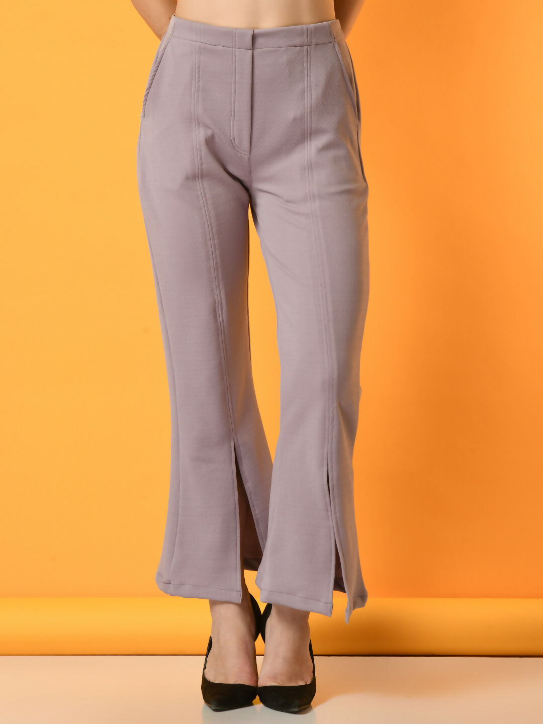 Myshka Women's Lavender Flared Party Trouser - Distacart