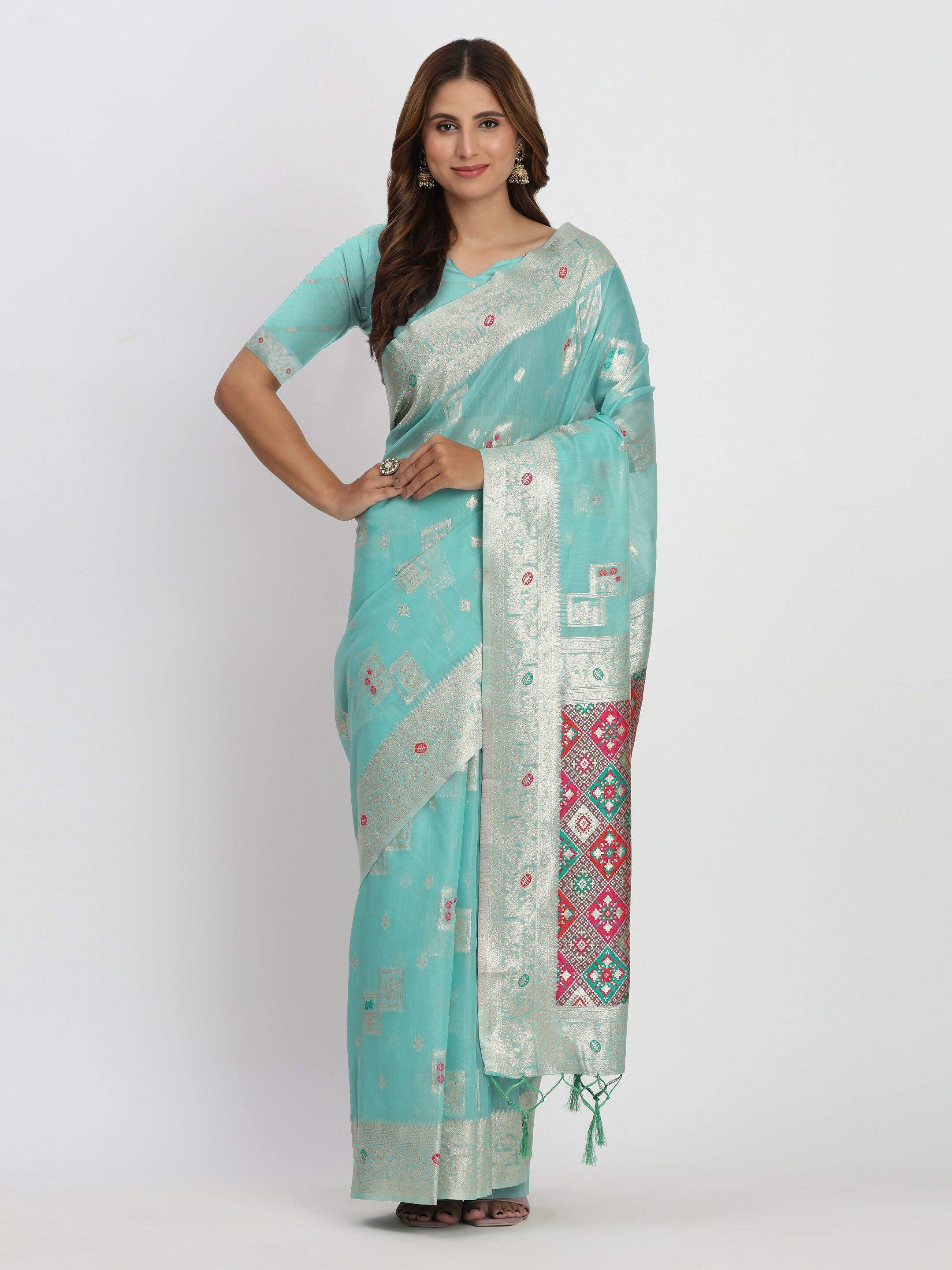 Astita Linen Cotton Sea Green Saree