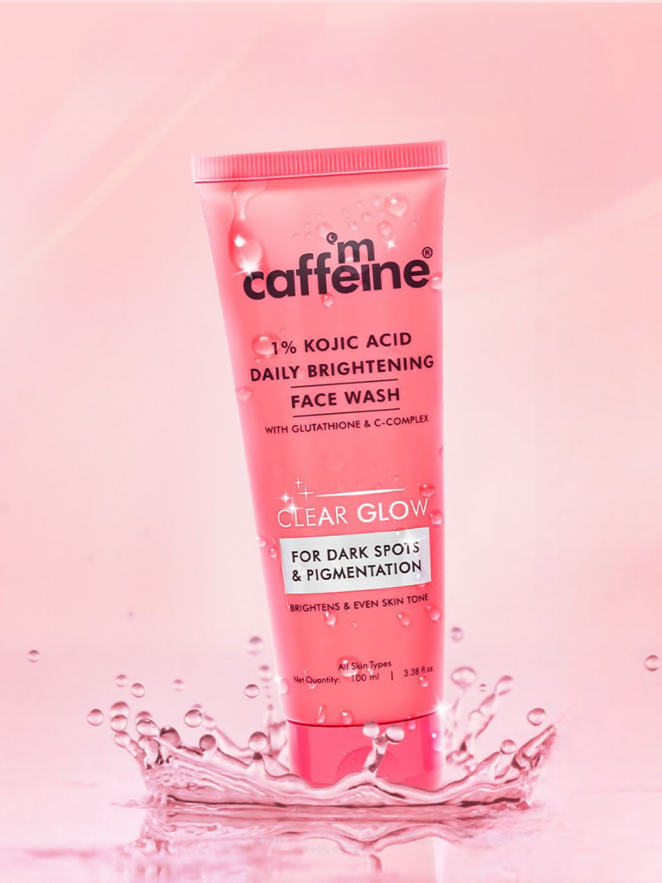 mCaffeine Clear Glow 1% Kojic Acid Daily Brightening Face Wash For Dark Spots & Pigmentation - Distacart