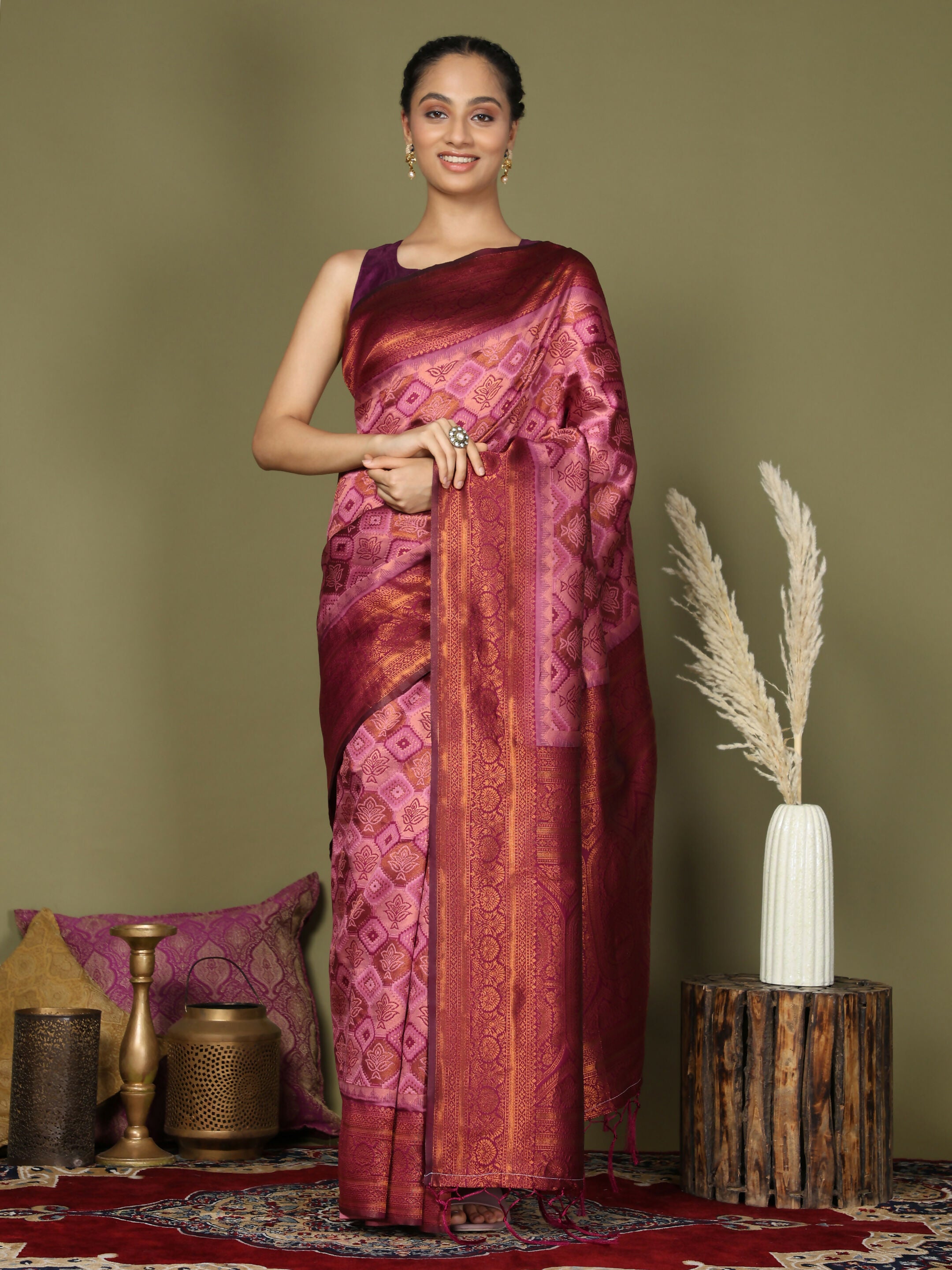 Astita Lichi Silk Light Pink Saree