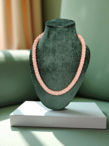 Inhanns Noor-E-Jalwa – Handmade Crystal Bead Necklace / Necklace With Earrings -Adjustable - Peach - Distacart