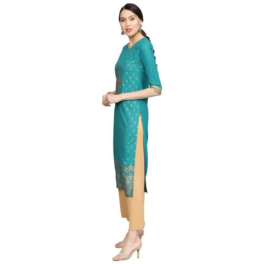Anubhutee Women's Rayon Regular Straight Teal Color Kurta - Distacart