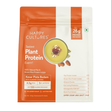 Happy Cultures 26g Tastiest Plant Protein| Kesar Badam Pista - Dista