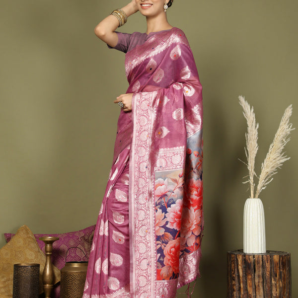 Astita Linen Cotton Pink Saree