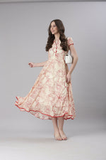 Thumbnail for Souchii Floral Tiered Midi Dress For Women – Elegant Beige Button-Front A-Line