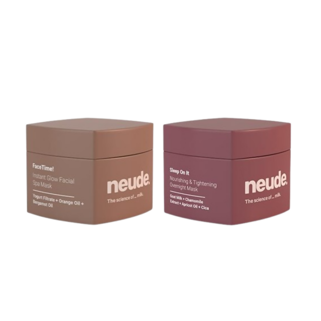 Neude The Glow Bomb Duo - Instant Face Mask And Sleeping Mask Combo - Distacart