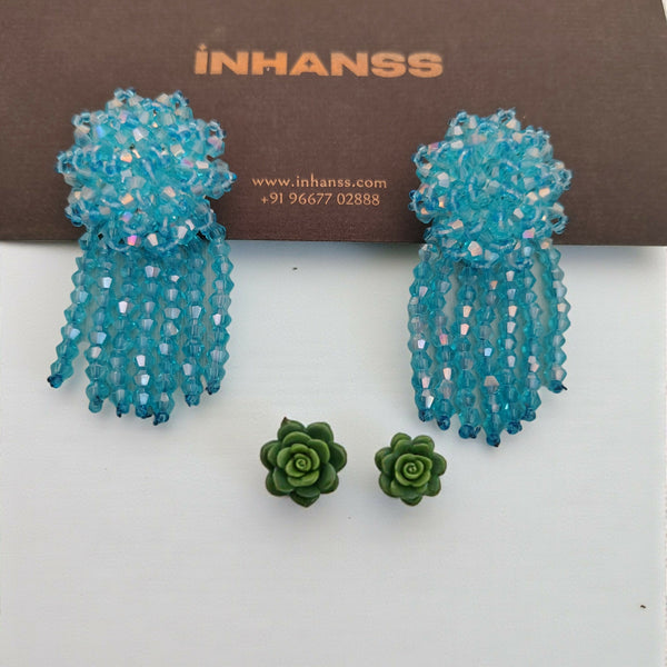 Inhanns Handmade Crystal Water Fall Earrings - Short - Sky Blue - Distacart