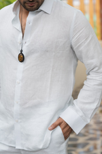 Thumbnail for Linen Light Blue Moonlit Shirt By Hilo Design