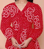 Thumbnail for Miravan Womens Red Bandhani Printed Cotton Butterfly Design Top - Dista