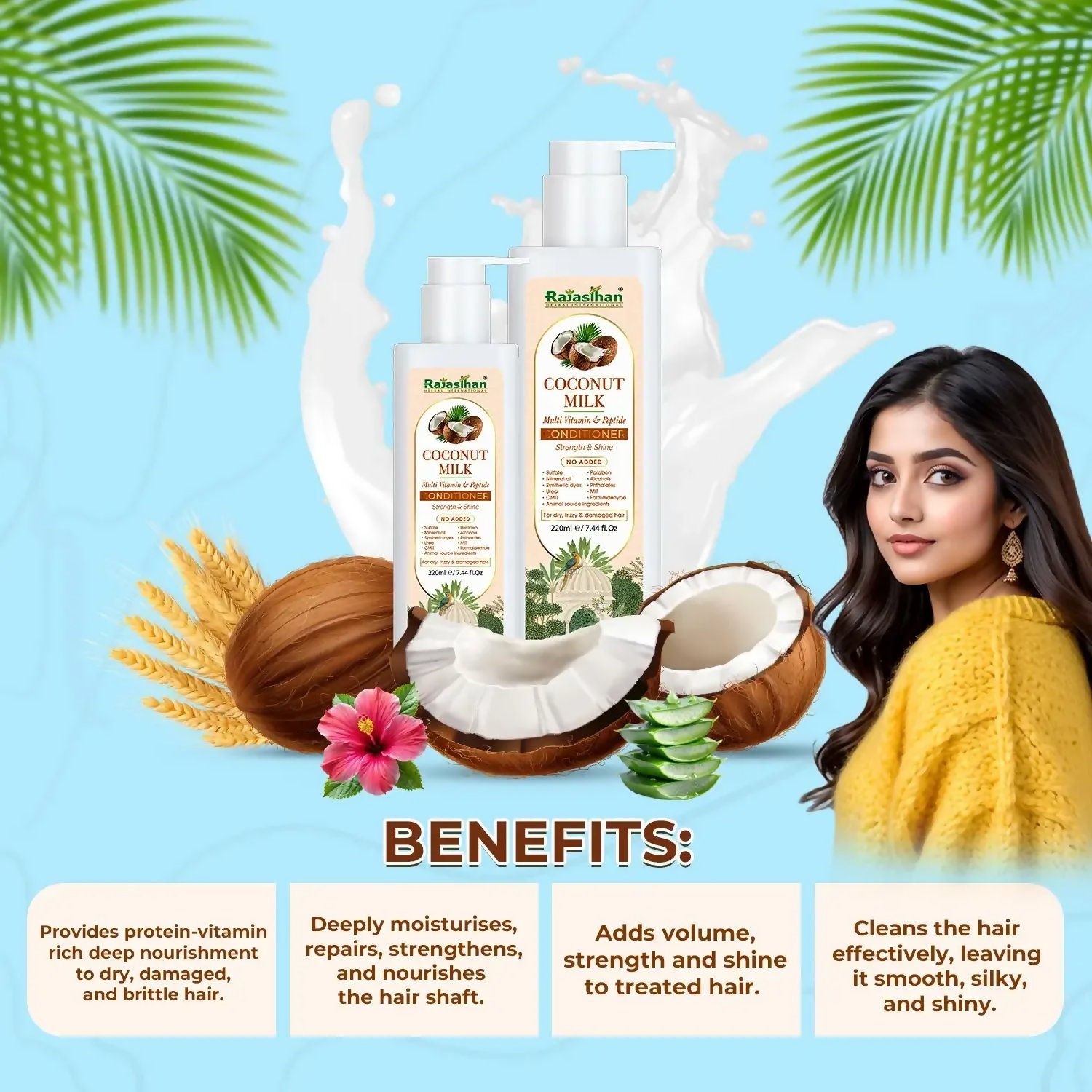 Rajasthan Herbals Coconut Milk Multi Vitamin & Peptide Conditioner - Distacart