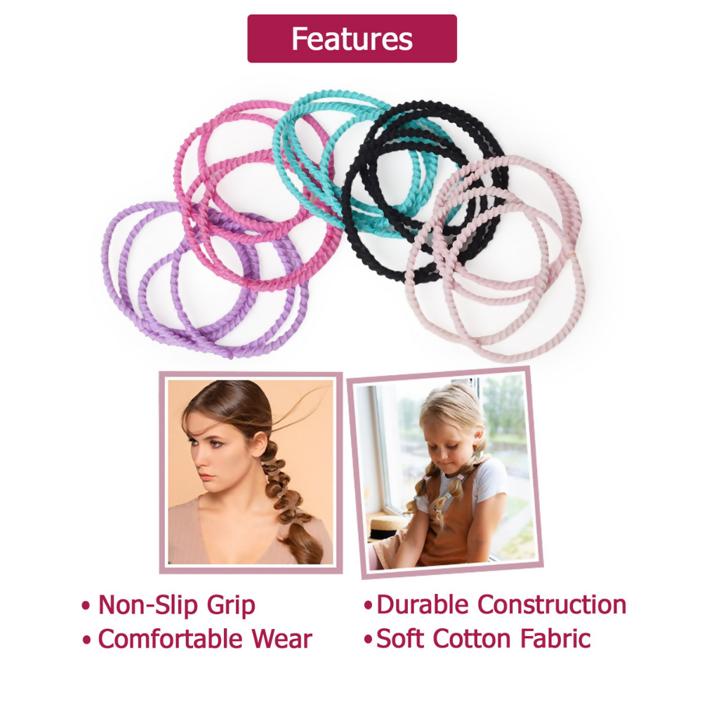 Bronson Professional Elastic Hair Rubber Bands Hair Ties Soft Stretchable Multicolor - Dista