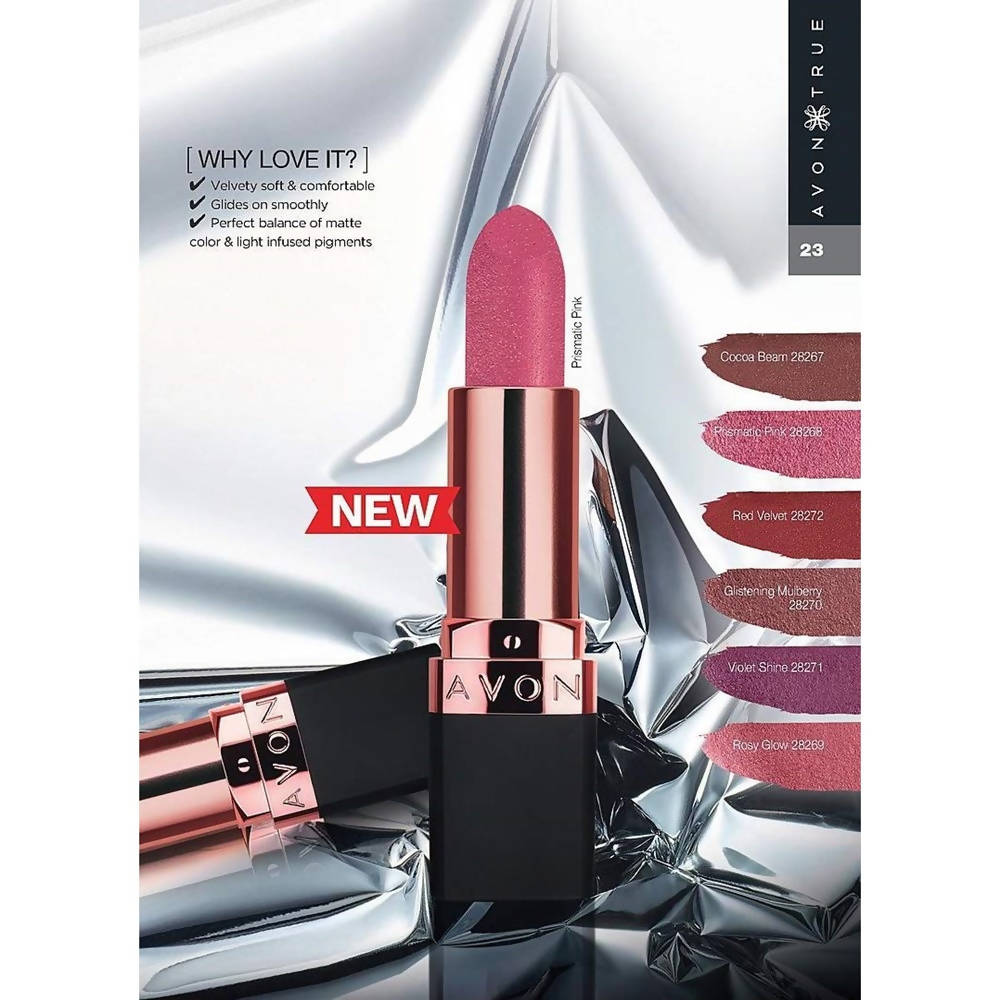 Avon True Color Velvet Luminosity Metallic Matte Lipstick - Prismatic Pink - Distacart