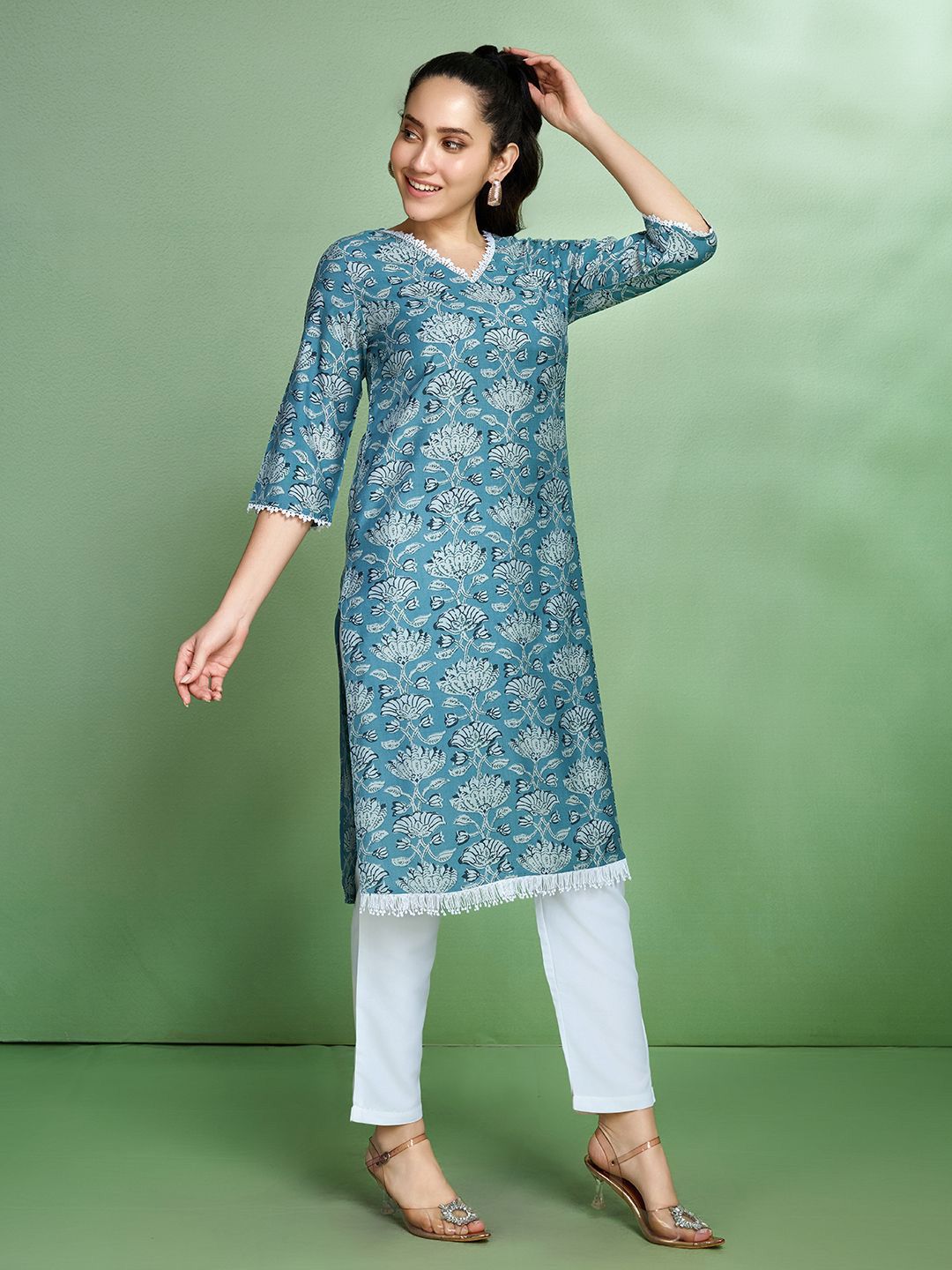 Sangria Printed Straight Kurta - Distacart