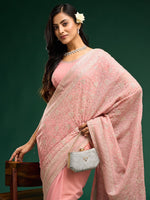 Thumbnail for kasee Floral Embroidered Pure Georgette Saree - Distacart