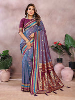 Thumbnail for Aastha Fashion Grey Kalamkari Silk Weaving Saree - Distacart