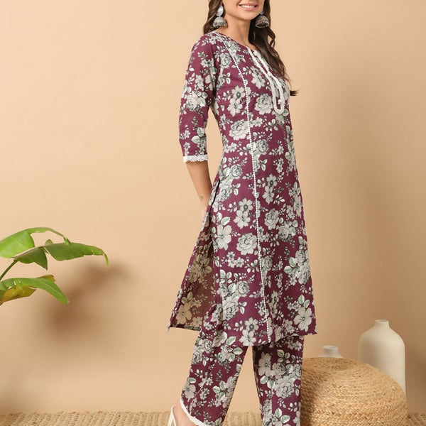 FIORRA Women's Light Blue Cotton Straight Kurta Set - Distacart