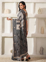 Thumbnail for Astita Linen Cotton Black & Cream Saree