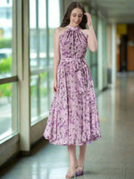 Thumbnail for Souchii Lavender Floral Chiffon Dress -Souchii