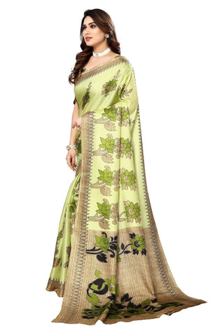 Vamika pista Printed Art Silk Saree - Distacart