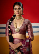 Thumbnail for Joban Fashion Wine Dull Moss Brasso Saree