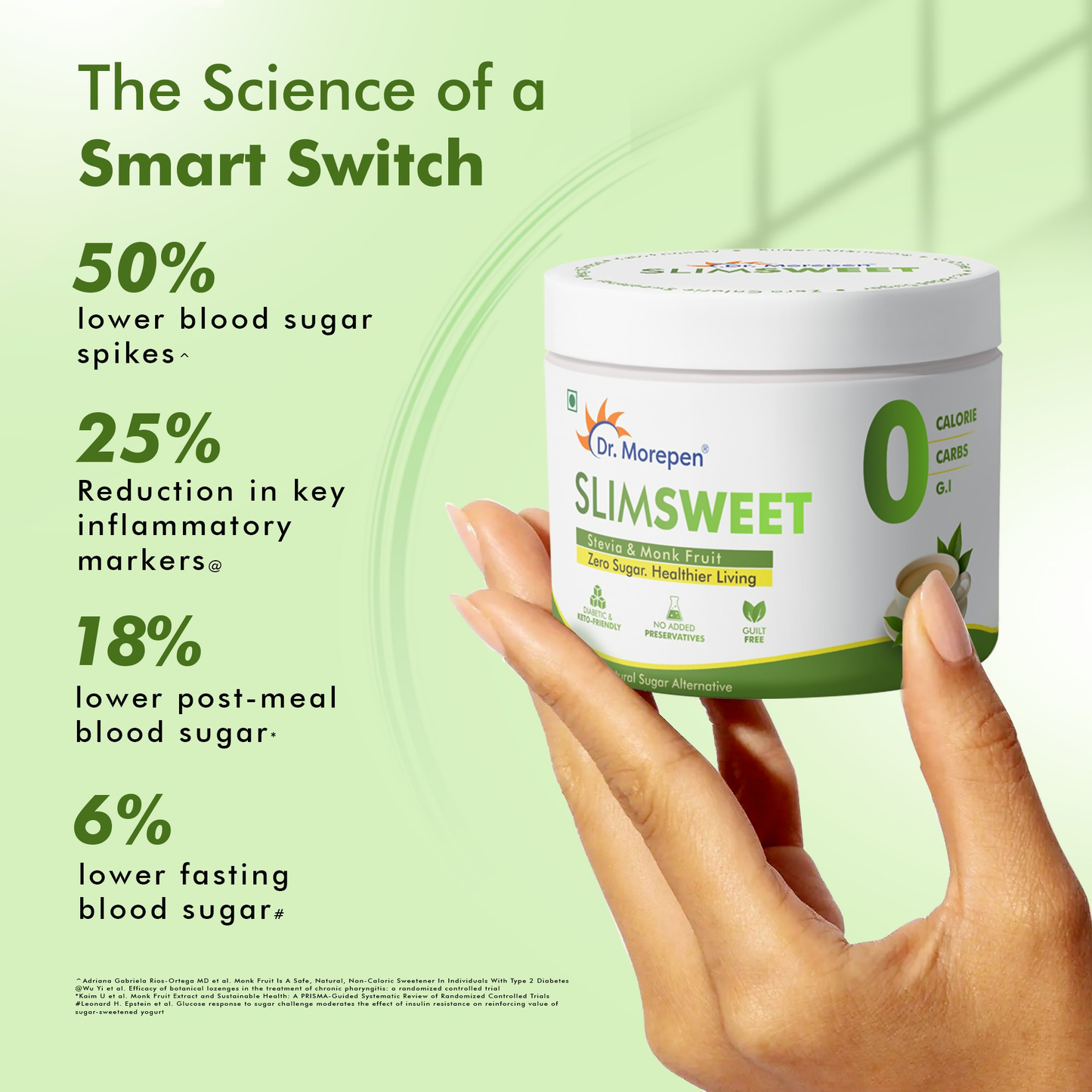Dr. Morepen Slimsweet Natural Sugar Substitute with Stevia & Monk Fruit - Distacart