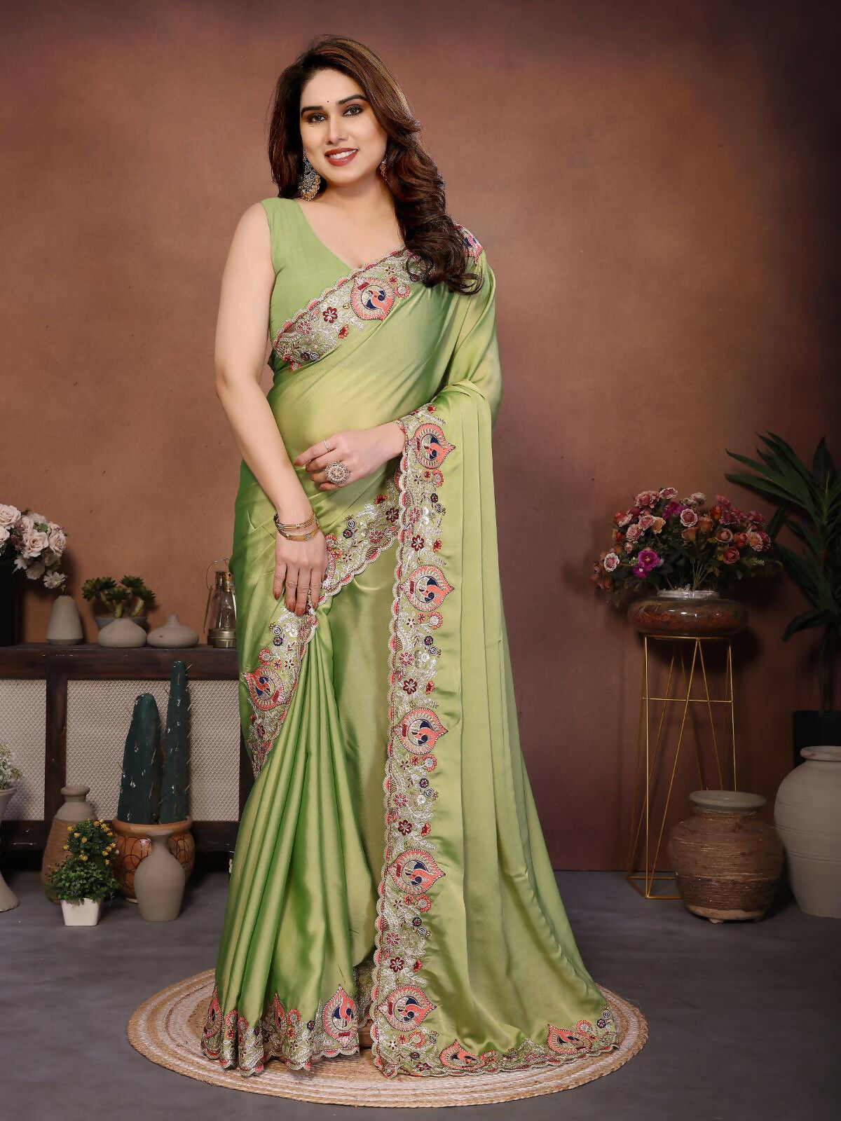 Teeya Creation New Trendy Party Wear Soft Silk Saree-Light_Green - Dista